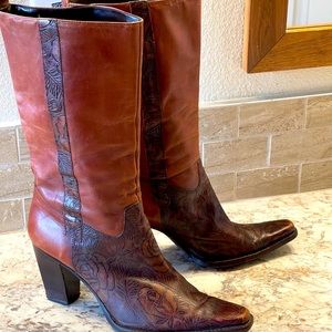 Antonio Milani tooled Italian leather boots 7.5